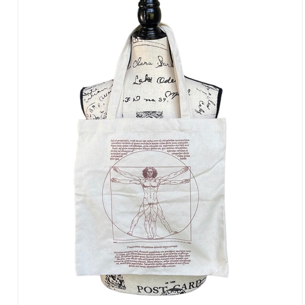 Vitruvian Man Canvas Tote Bag NWOT